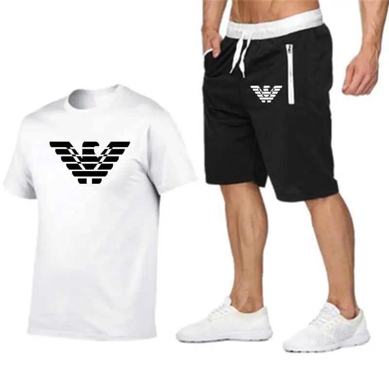 Zīmolu Vīriešu T-krekls + Pludmales Šorti Uzstādīt 2021. Gada Vasaras Skriešanas Bikses, T-krekls, Sporta Iela Harajuku Top T-Krekls