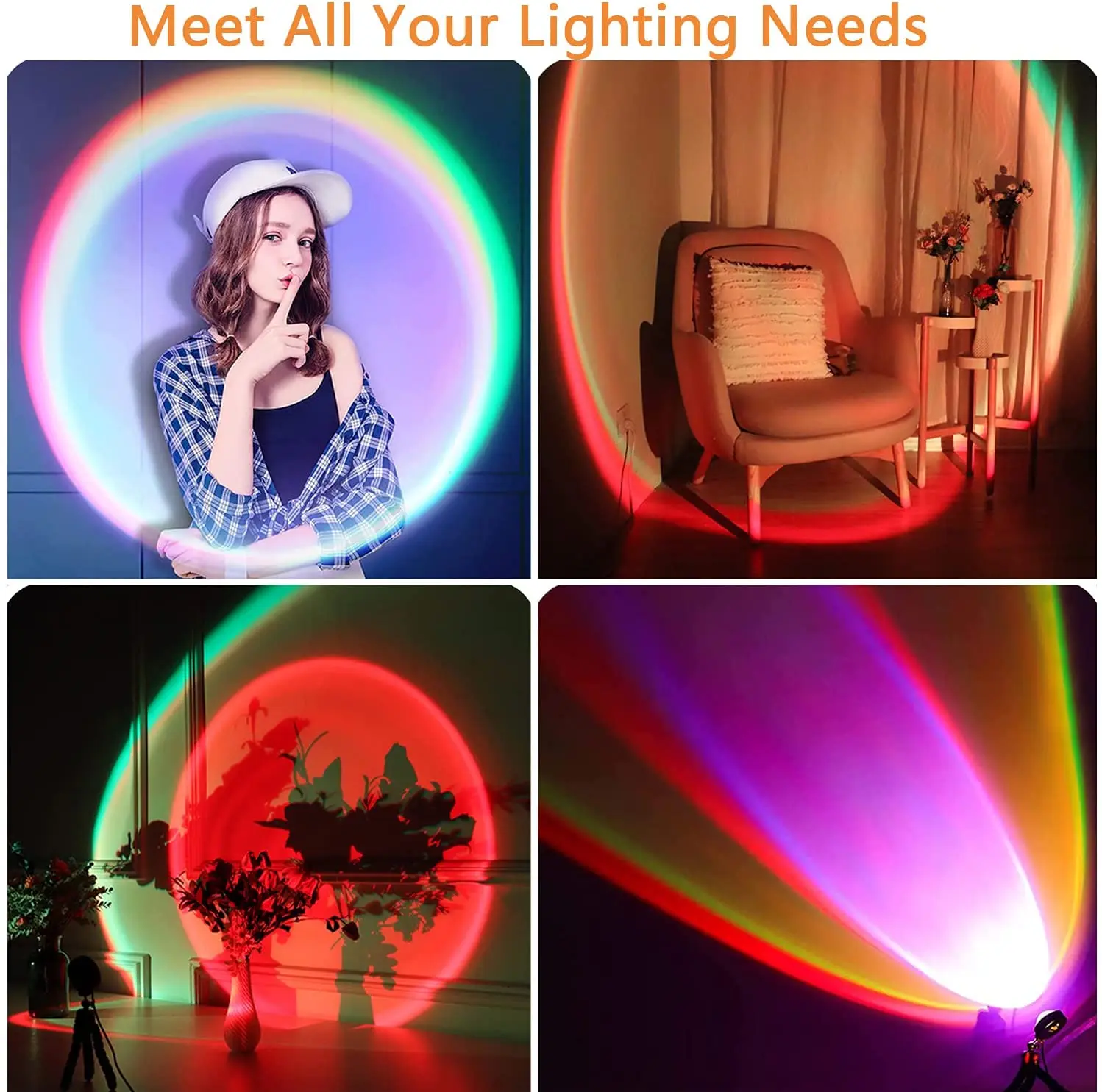 Varavīksnes Saulrieta Projekcijas Lampa, 12 Veidu RGB Projektoru Lampas Romantiska LED Nakts Gaismas, Dzīvojamā Istaba, Guļamistaba un Fotogrāfija