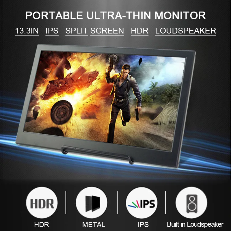 13.3 Collu Universālās Touch Screen Portatīvo Monitoru, 1080P Full HD IPS Ekrānu Ar HDMI Saderīgas Ostas iebūvēti Stereo Skaļruņi