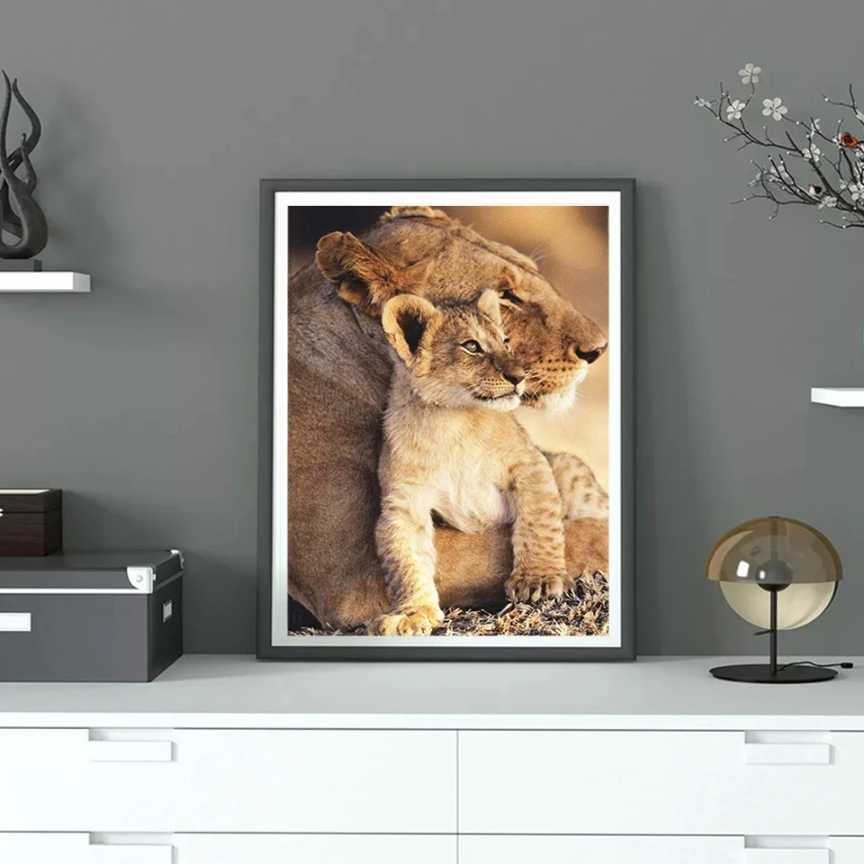 EverShine Dimanta Glezniecības Lauvas cross stitch Pilnu Kvadrātveida Dimanta Izšuvumi Dzīvnieku Attēlu Rhinestones Mozaīkas Komplekts Mājas Dekoru