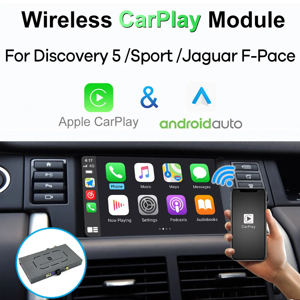 Bezvadu CarPlay par Land Rover Discovery Sports 5 / Jaguar F-Pace Android Auto Modulis Lodziņā Video Interfeisu Spogulis-Link