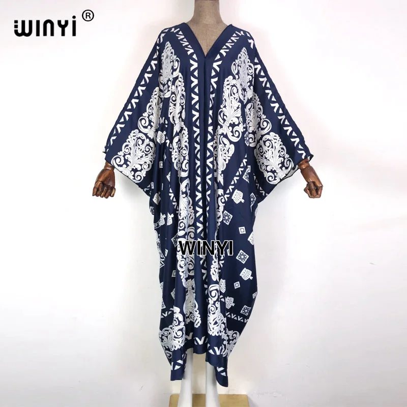WINYI 2021. gada Pavasarī sunmer Kuveita Vintage Maxi Kleita Sieviešu Modes Plats Piedurkņu Ziedu Drukāt Zaudēt Plus Lieluma Maxi Kleitas