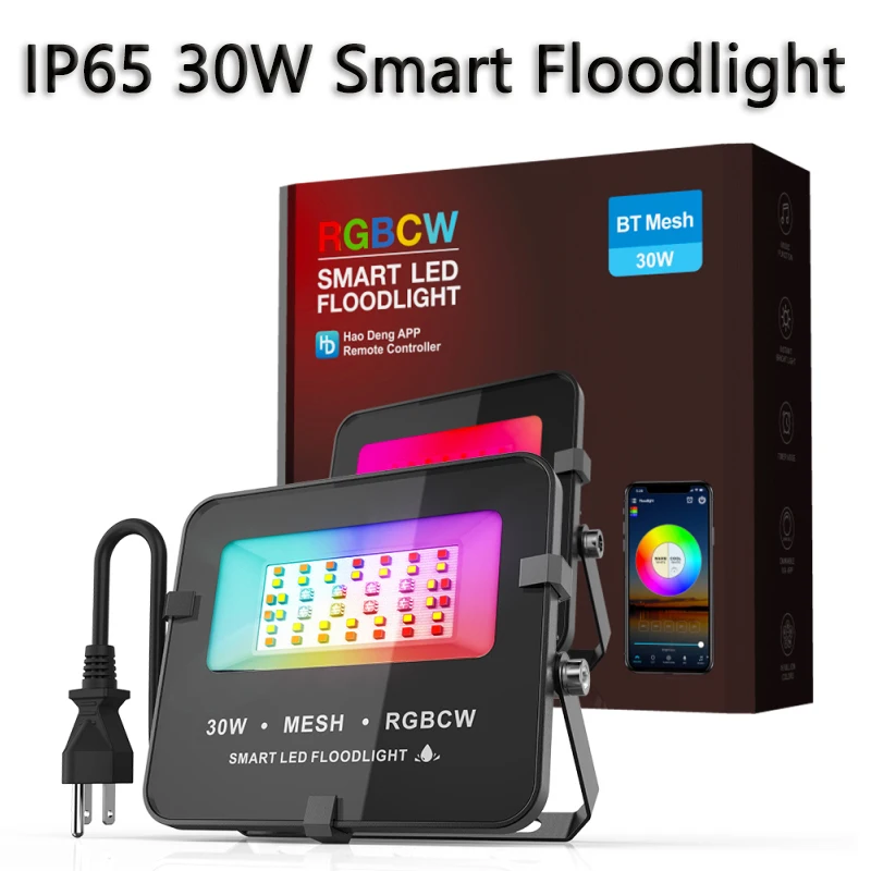 Bluetooth Smart Home IP65 30W Tuya Smart Led Prožektors WiFi Āra Apgaismojums LED RGB Sienas Lampas Svētku Apgaismojums Prožektors 1GAB.