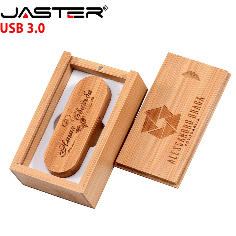 JASTER USB Flash Diski USB 3.0 LOGO pielāgota grozāms Koka usb + kārba 8GB 16.G 32GB Memory stick fotogrāfijas kāzu dāvanu