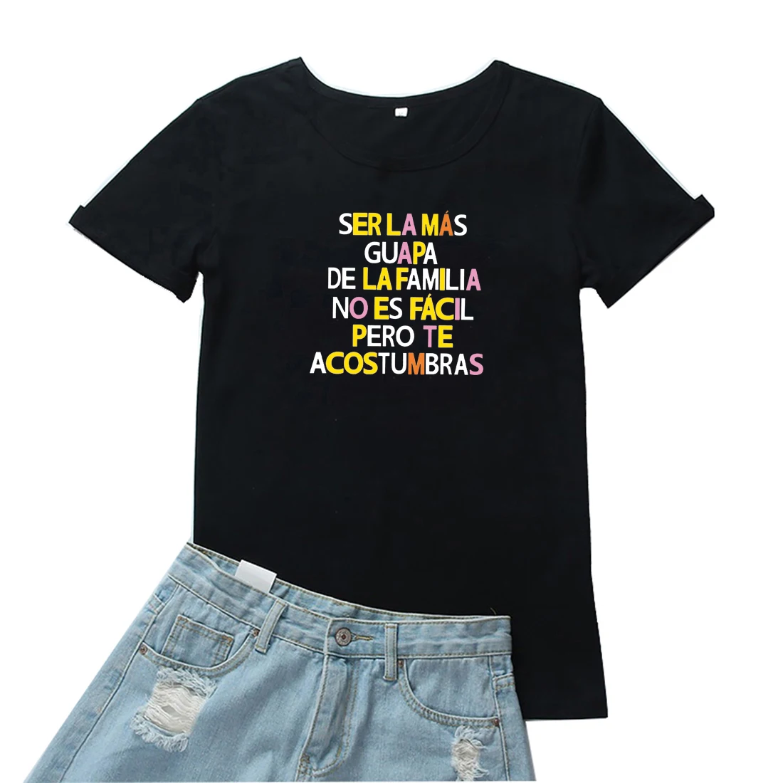 Ser La Mas De La Guapa Familia Nē, Es Facil Pero Te Acostumbras Sieviešu T Krekls Vaļīga Apģērba Tshirts Sieviešu Smieklīgi Spāņu Valoda