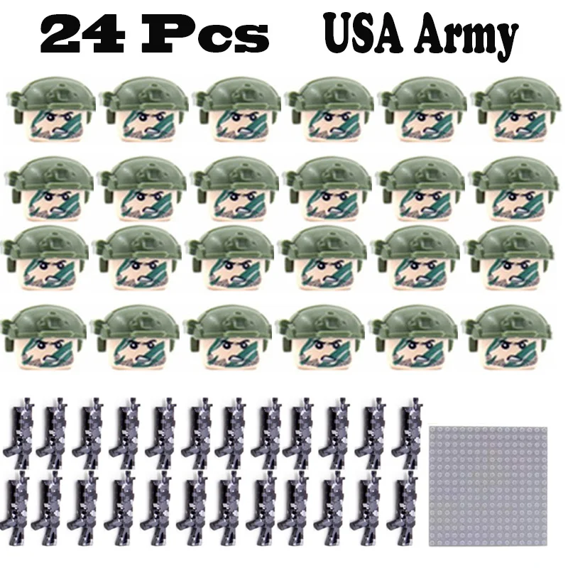 Bērnu Rotaļlietu 24pcs/daudz Mini militārpersonu Celtniecības Blokus Uzstādīt WW2 Tanks Karavīri Ieroci Piederumi Armijas Šautenes Ķieģeļi Zēniem
