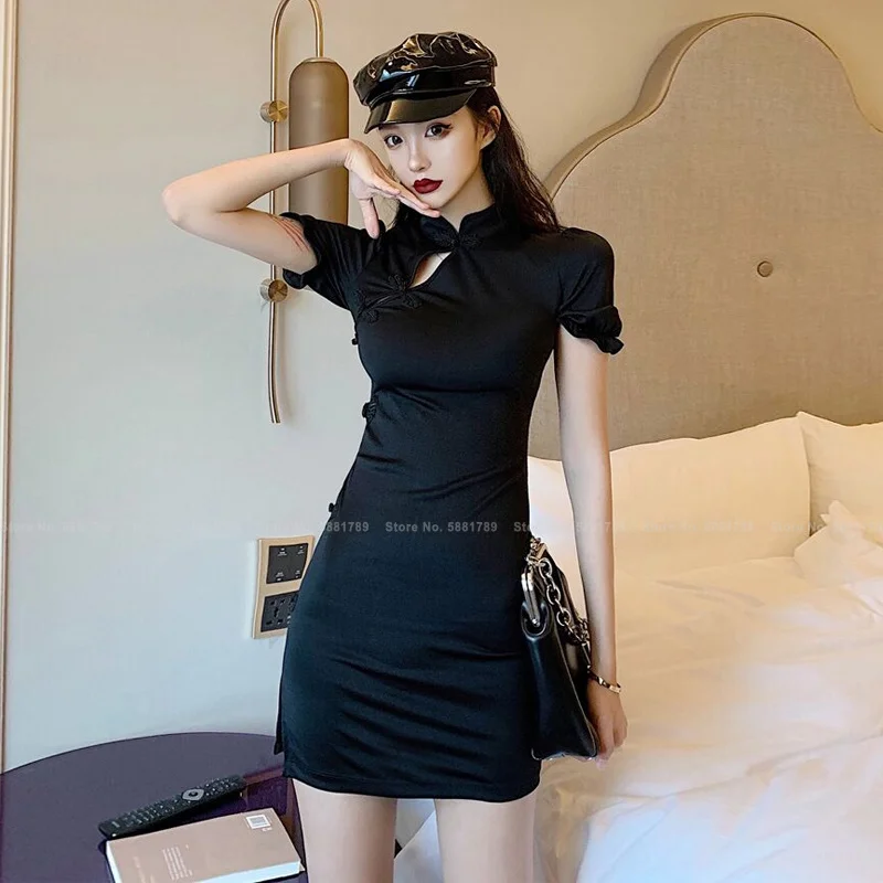Ķīniešu Stilā Cheongsam Sievietes Sexy Naktsklubs Bodycon Vakara Mini Kleita Korejas Elegants Modes Dāma Retro Qipao Vintage Vestidos