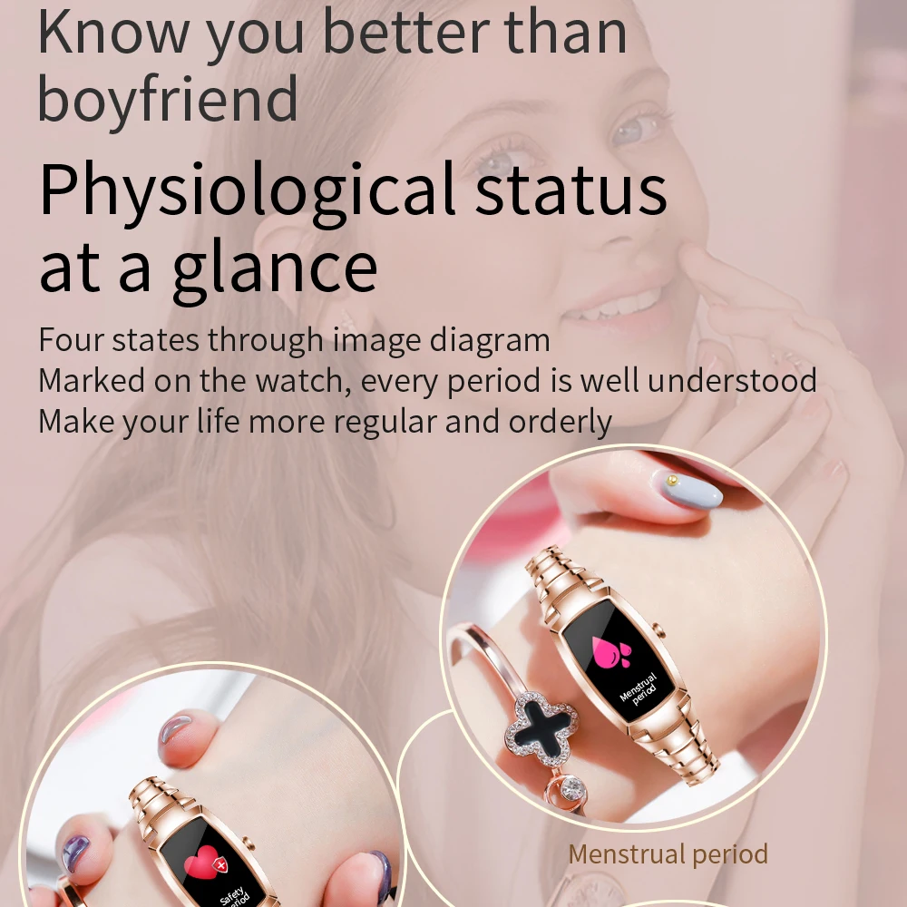 Ir 2021. H8 pro Smart Skatīties Sieviešu Modes Jauki sieviešu pulksteņi Sirdsdarbības Monitoringa Zvanu atgādinājumu Bluetooth IOS Android