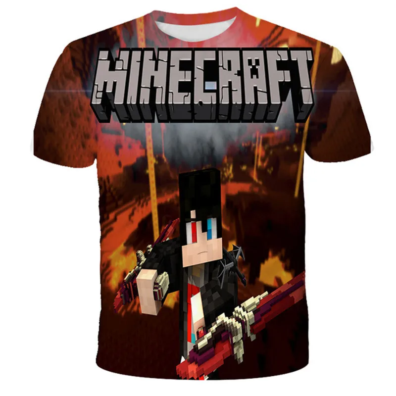 Minecraft Bērniem Zēnu T krekls Vasaras zombie Kids 3D Multiplikācijas filmu Streetwear hip-hop TShirts Spēli Zēni Meitenes Augšu 4 6 8 9-14Years