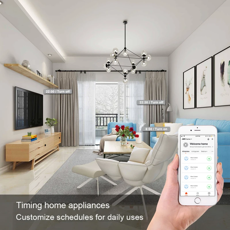 Smart Plug WiFi MUMS Ligzda 16A SmartLife APPControl Darbu Ar Alexa, Google Palīgs 100-240V Smart Home Balss Kontroles Ligzda