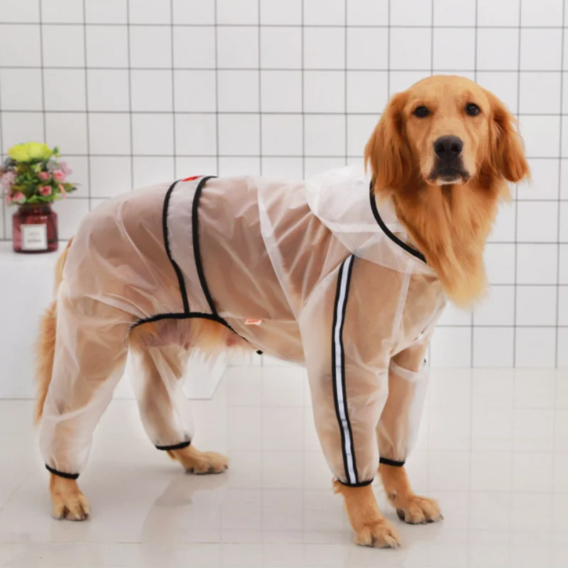 Modes Pārredzams Liels Suns Lietusmētelis All-inclusive četrkājainajiem Kapuci Ūdensizturīgs Suns Lietusmētelis Zelta Retrīvers Husky Drēbes