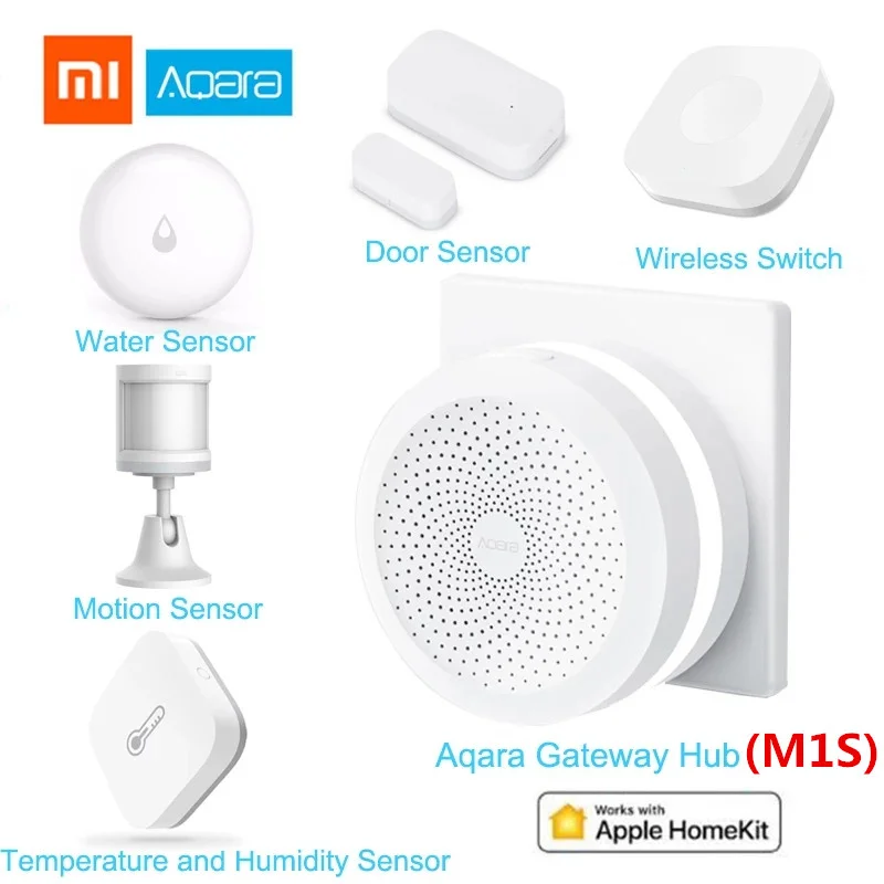 Xiaomi Aqara Smart Mājas Komplekti Vārti M1S Rumbu, Durvju Sensors Cilvēka Ķermeņa Bezvadu Slēdzis Temperatūras, Mitruma, Ūdens sensors Homekit