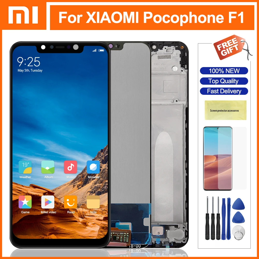 Lcd Displejs Xiaomi Pocophone F1 LCD Displejs, Touch Screen Digitizer Montāža Xiaomi Pocophone F1 Lcd