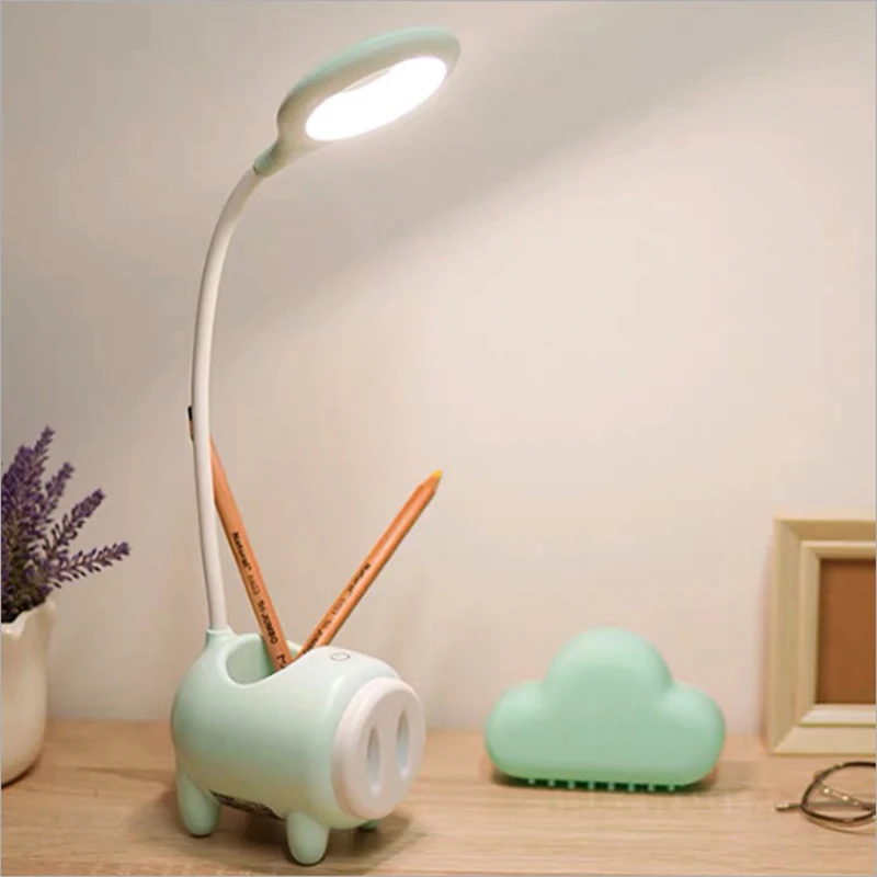 LED Karikatūra Cūku Galda Lampas Touch Acu Aizsardzība USB Nakts Gaisma Mājās Apdares Galda Gaismas Bērniem galda Lampas Tālruņa Turētājs