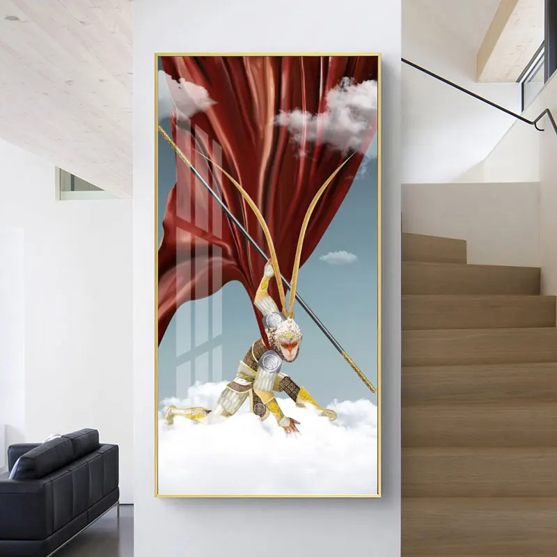 Anime Monkey King Kanvas Glezna Saule Wukong Plakātu Mitoloģijā Sienas Art Attēlus Dzīvojamā Istabā, Guļamistabā, Mājas Dekoru Cuadros
