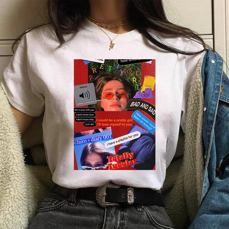 Gadījuma Clairo Sofija Dziedātāja Harajuku Streetwear t krekls Top Lielgabarīta Tee Vēstules Grafiskais Iespiests T-Krekls Sieviete/Vīrietis