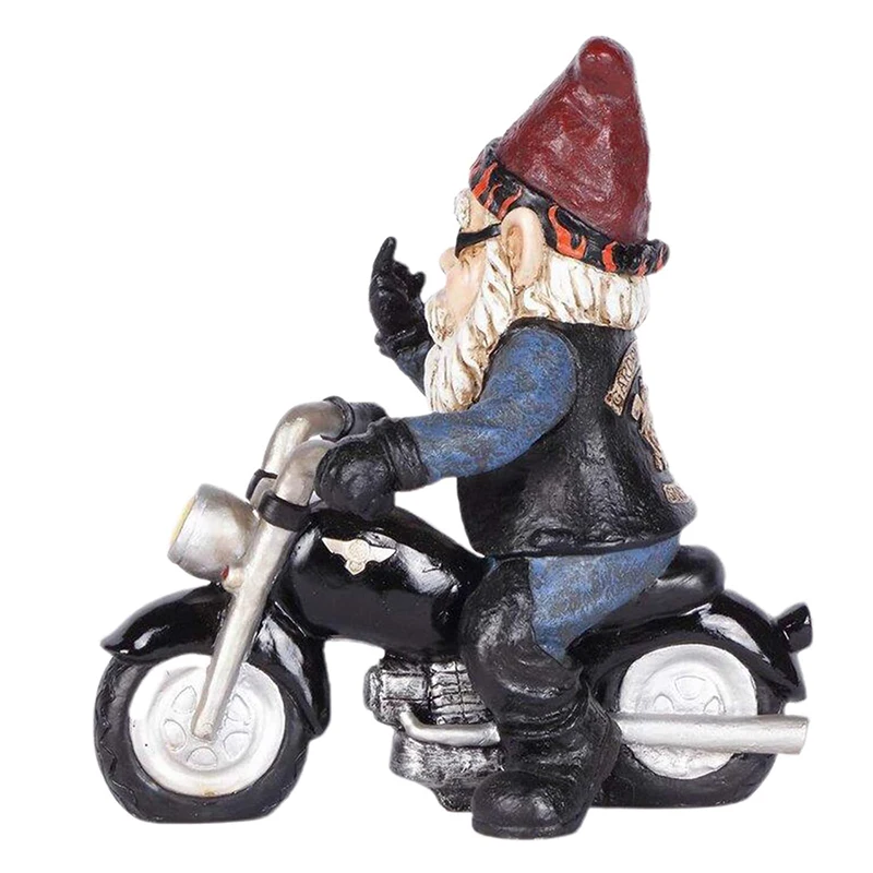 Mehānisko Gnome Rotājumu Dārza Dekori Vecs Vīrietis ar Motociklu, Statujas, Iekštelpu Āra Mājās vai Birojā Radošo Dāvanu
