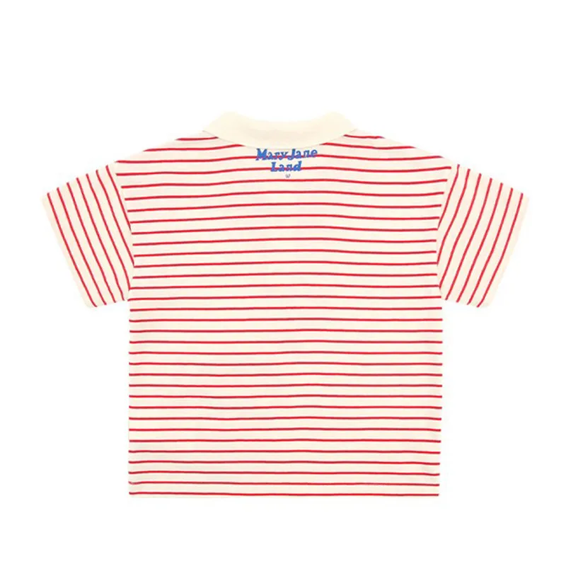EnkeliBB Toddler Zēni Meitenes Vasaras T-krekls Sarkanā Svītrainām Korejas Childrem Unisex Caroon Zaķis Topi ar Īsām Piedurknēm Kokvilnas t-veida