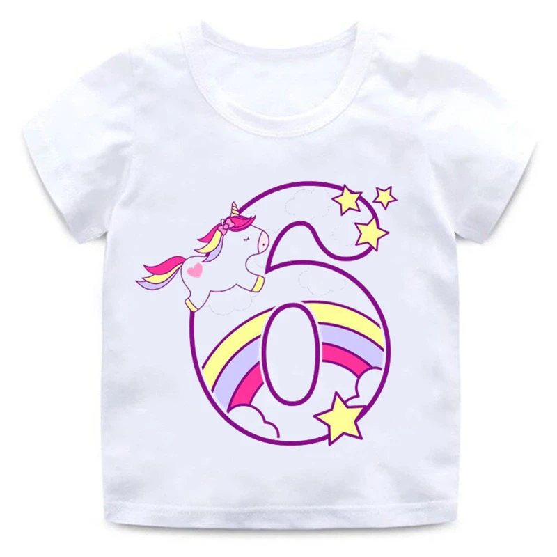 Zēni/Meitenes Happy Birthday Unicorn Skaits 1-9 Loku Druka T kreklu Bērnu Multfilmas Smieklīgi T-krekls Bērniem Dzimšanas dienas dāvana Drēbes,ooo5238