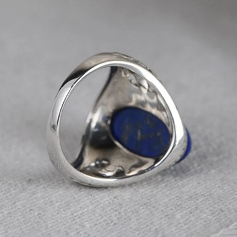 BOCAI ir 2021. Tendenci Jaunu Nekustamā Tīra S925 Sudraba Rotaslietas Modes Inkrustēts ar Lapis Lazuli Dobi Modeli Sievietes un Vīrieša gredzens