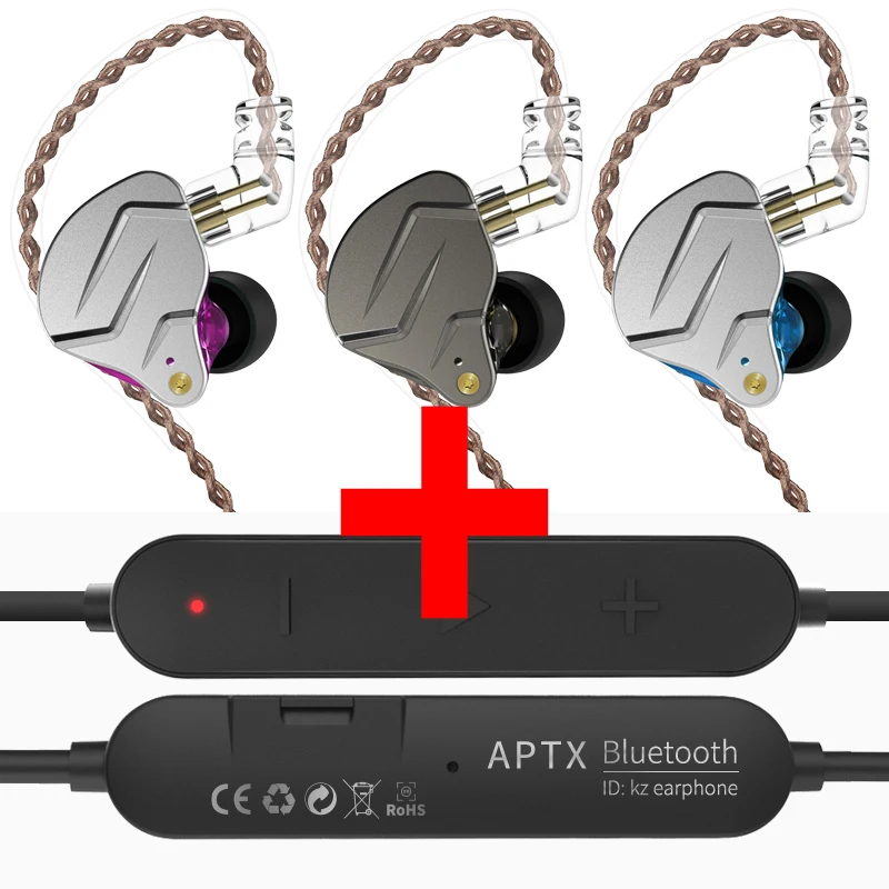 KZ ZSN Pro Hybrid Tehnoloģija augstas precizitātes Bass Earbuds, Metāla Auss Austiņas Bluetooth Austiņu Sporta Trokšņa Slāpēšanas Austiņas Komplekts