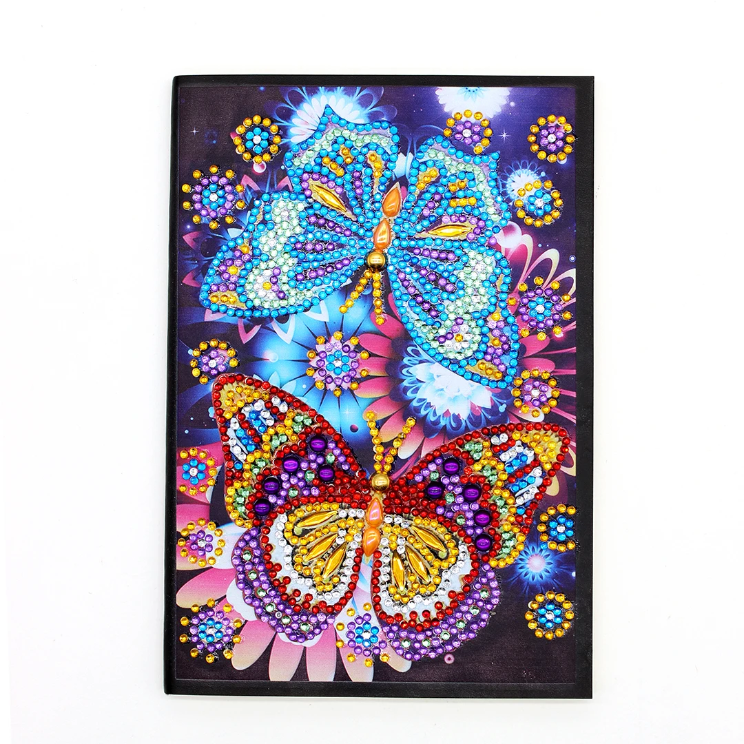 Newst DIY Butterfly Ziedu Īpašas Formas Dimanta Krāsošana 64 Lappuses, Grāmatiņa skiču burtnīcu Dienasgrāmata Grāmatu Izšūšanas Komplekti Dimanta