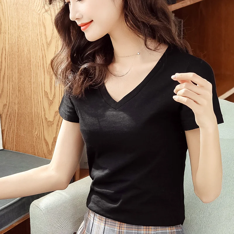 T Krekls Sieviešu Apģērbu 2019 Modes Tee Black Top Modes Kokvilnas Dāmas Tee Krekls