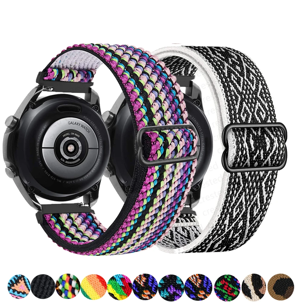 Nylon strap For Samsung watch 3/Galaxy Active 2/Gear S3/amazfit Adjustable Elastic watchband bracelet Huawei GT/2/2E/Pro band