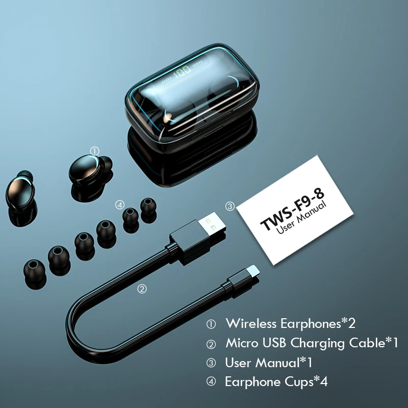 Savioke F9-5C Bluetooth 5.0 Austiņas Maksas Box Bezvadu 9D Stereo Sporta Ūdensizturīgs Earbuds Austiņas lādēšanas viedtālrunis