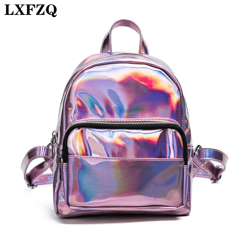 LXFZQ Hologrāfiskā sieviešu mugursoma Skolas Soma meitenēm maiss, Soma mugursomas par pusaudžu PVC mochila bagpack