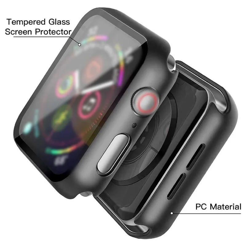 Grūti PC Case For Apple Skatīties, Sērija 6 SE Series 5 / 4 Watch Gadījumā Ar Rūdīta Stikla Ekrāna Aizsargs 40/44mm