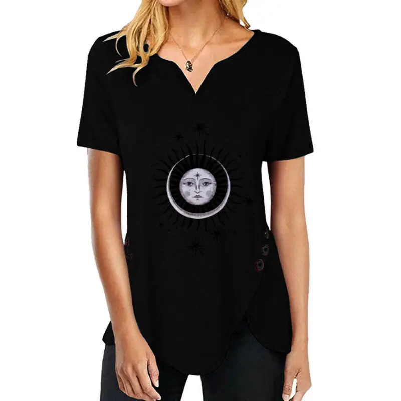 Sieviešu Vasaras t Krekls Boho Čigānu SunFemale Ziedu T-Krekls Gadījuma Tunika t Krekls Neregulāru Apakšmalu Topi, Sieviešu Apģērbu 2021