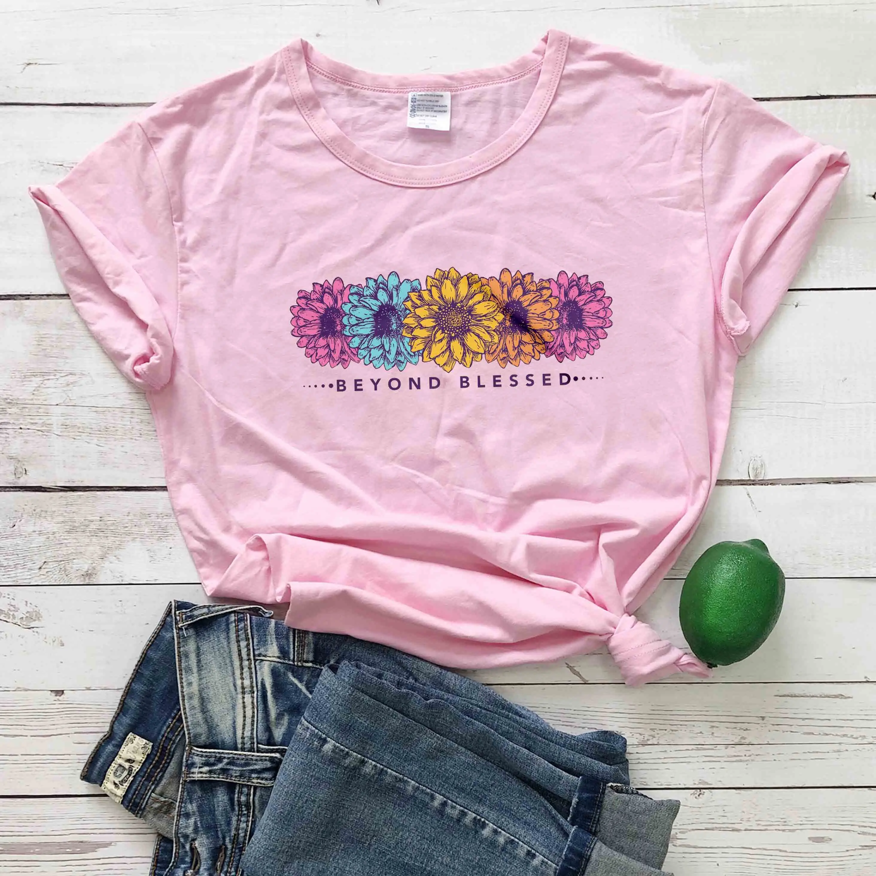 Sieviešu T-Krekls Laimīgs saulespuķes grafiskais baznīcas Kristiešu Bībeli, kristības personības t krekls gadījuma hipster tees grafiskais topi
