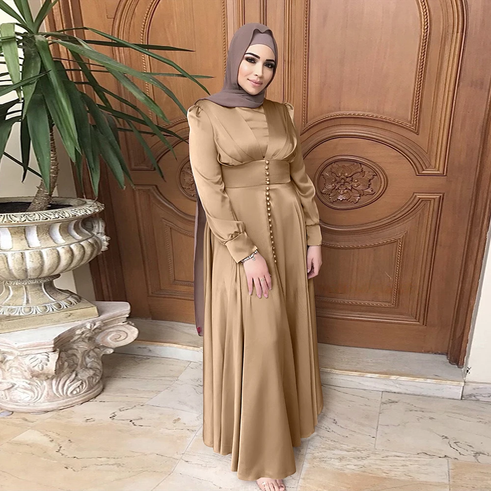Abaya Dubaija Turcija Zīdaini Satīna Musulmaņu Kleita Islāma Kleitu Abayas Sieviešu Vestidos Drēbes, Longue Vetement Femme Musulman De Režīmā F2639