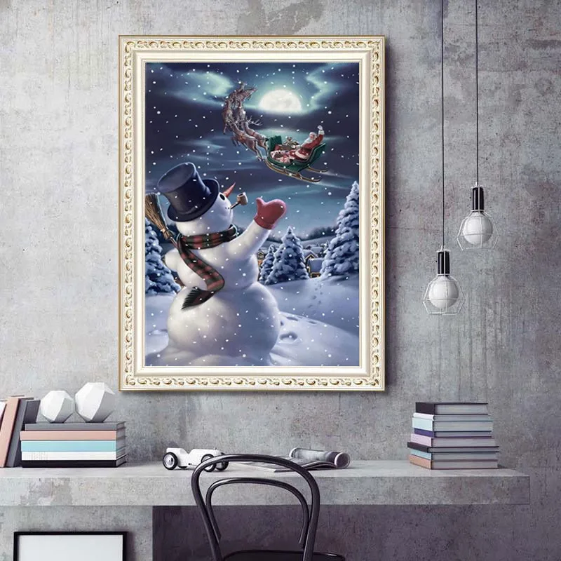 Ziemassvētku Kārtu Pilnīgu Dimanta 5D Dimanta Glezna, Sniegavīrs Santa Claus DIY Dimanta Izšūšanas Komplekts Mājas Apdare