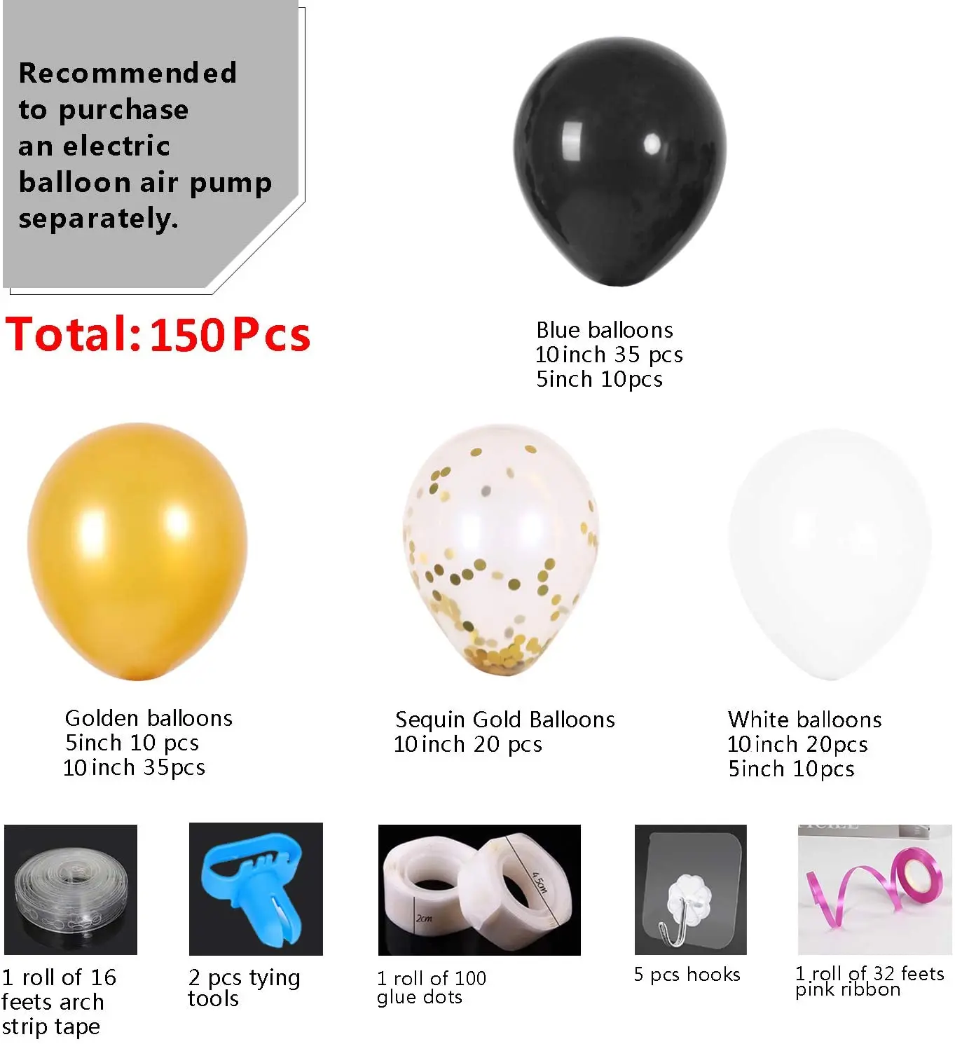 120Pcs Melnā Zelta Balonu Vainags Komplekts Puses Piegādes Apdare Set Black & White Konfeti Balonu Arkas, Kāzu, Dzimšanas dienu