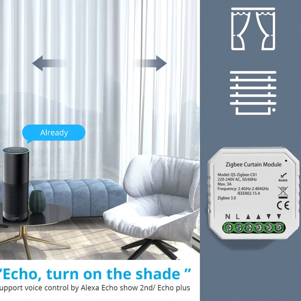 Zigbee Tuya Smart Home Automation 3.0 Zigbee Aile) Roulant Wifi Rullo Žalūziju Slēdzis Ar Google Palīgs Alexa