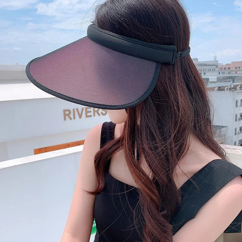Sieviešu Modes Krāsa Mainās Tukšs Top Hat Āra Anti-UV Sejsegu Saules Cepure Sieviešu Regulējamu Aukliņu Liela Mēroga Malām Pludmales Cepure