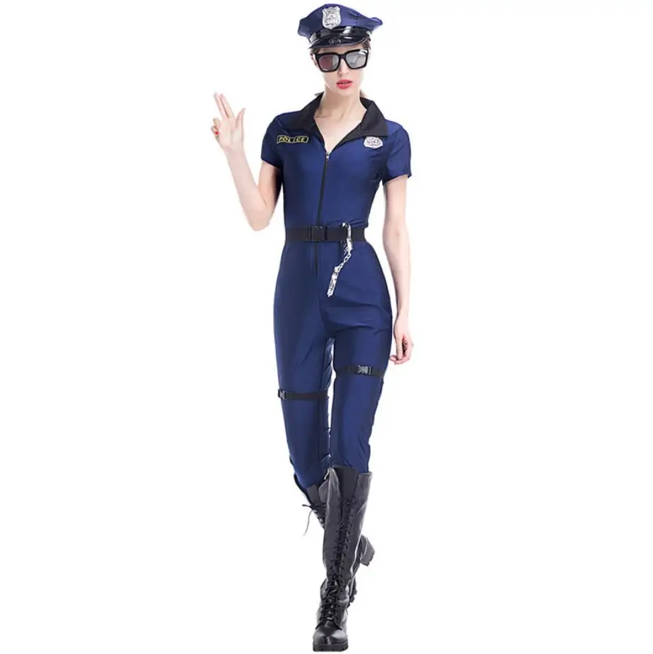 Sexy Policewomen Cop Kostīmu Jumpsuit Policijas Sieviete Amatpersona Cosplay Vienotu