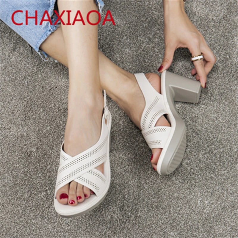 CHAXIAOA Vintage Modes Sieviešu Platformas Sandales Peep Toe Siksnu Sprādzes Chunky augstpapēžu Vasaras Kurpes Sieviešu Gladiatoru Sandales