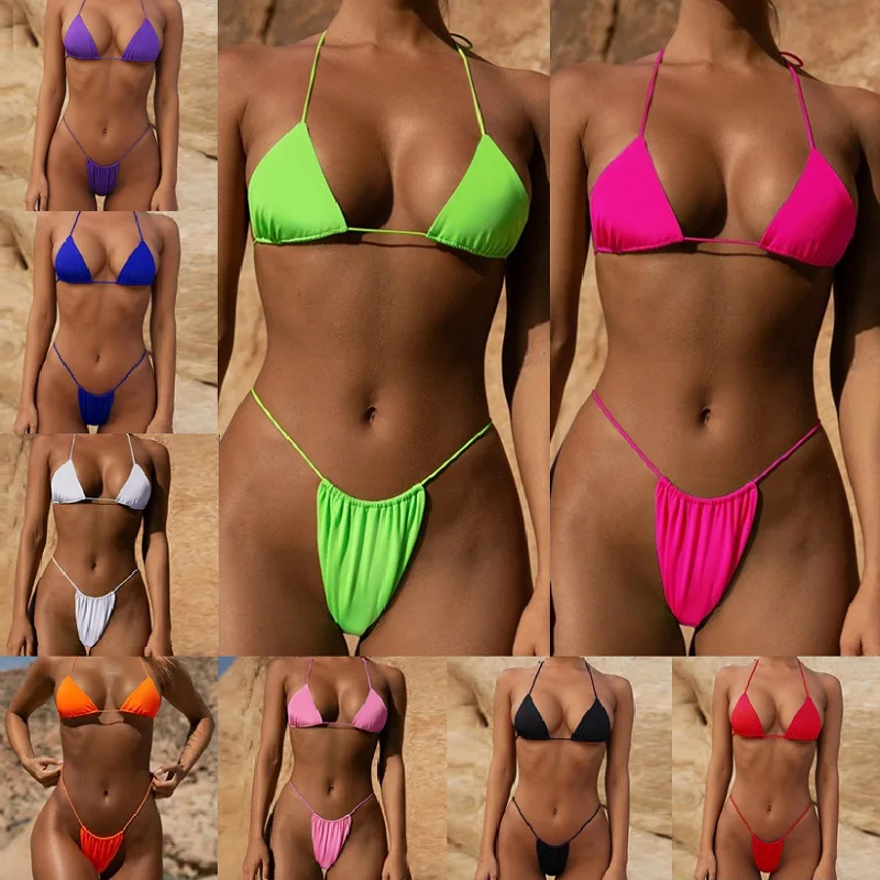 Ir 2021. Eiropas un Amerikas jauno mežģīnes up bikini sexy tīrtoņa krāsu sadalīt sieviešu augsti elastīgs, ātri žāvēšanas peldkostīmu tautas tērps