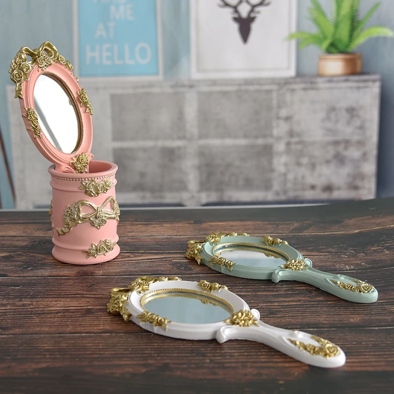 Cute Radošais Vintage Puses, Spoguļi Grims Iedomība Spogulis, Rokas Kosmētikas Spogulis ar Rokturi Dāvanas