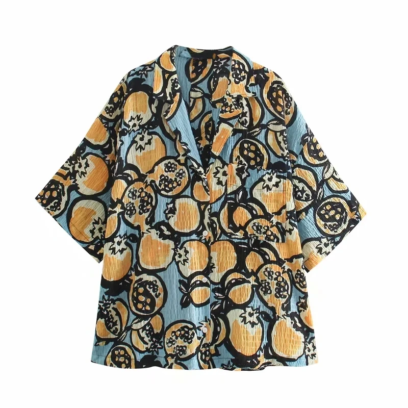 PSEEWE Za Sieviešu Krekls Ruched Drukāt Vasaras Blūze Ir 2021. Īsām Piedurknēm Pogas uz Augšu Pludmales Krekls Sieviete Streetwear Gadījuma Sieviešu Krekls