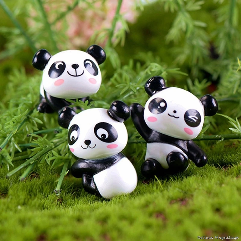 Balta Melna Sūnu Mikro Ainavu Terārija Statuetes Dekoru Sveķu Smieklīgi Panda Bērnu Rotājumu Pasaku Dārzā Miniatūru Izlases 1GAB.