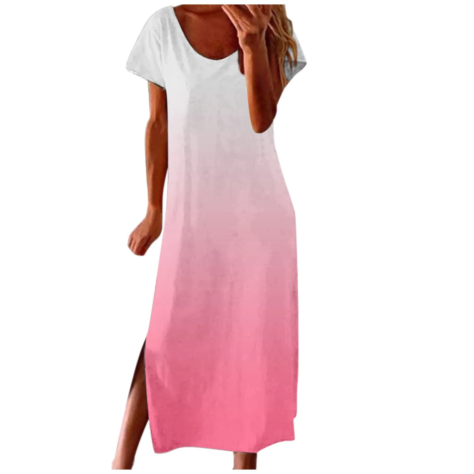 Ir 2021. Modes Sieviešu Garās Drēbes Pludmales Kleita Sievietēm Vasarā Apaļu Kakla Īsām Piedurknēm Drukāt Gadījuma Vintage Bohēmijas Maxi Kleita