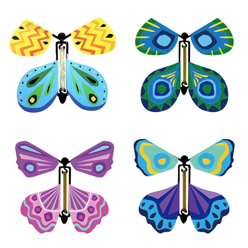 85DE Lido Grāmatu Butterfly Fairy Rubber Band Powered Vēja Tauriņš Rotaļlietas