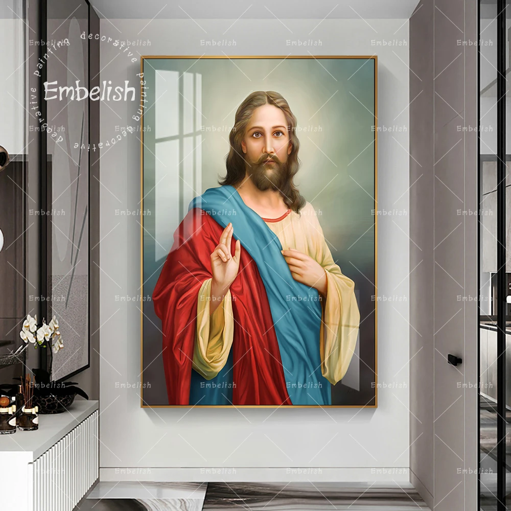 Embelish Jēzus Kristus Kristiešu Dievs Portretu Sienas, Attēlus Dzīvojamā Istaba Mākslas darbus Mūsdienu Mājas Dekoru HD Kanvas Glezna Plakāti