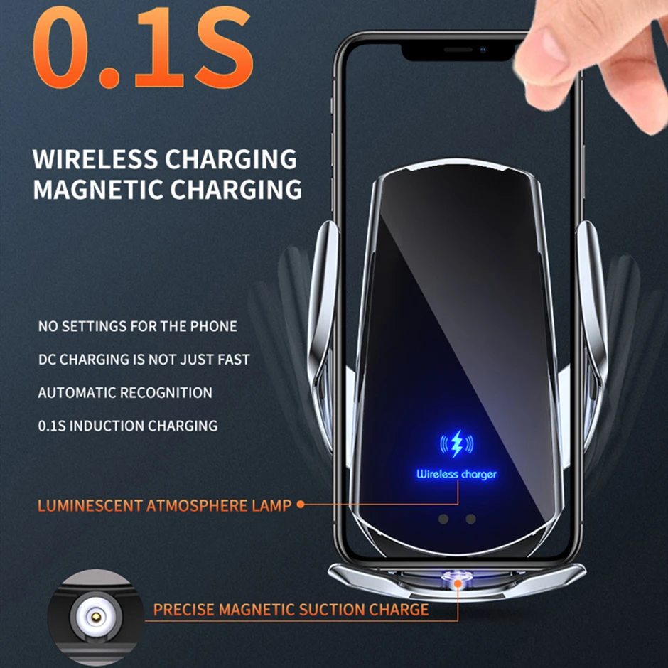 Automātiskā 15W Qi Auto Bezvadu Lādētājs iPhone 12 11 XS XR X 8 Samsung S20 S10 Magnētisko USB Infrasarkano staru Sensoru Tālruņa Turētājs Stiprinājums