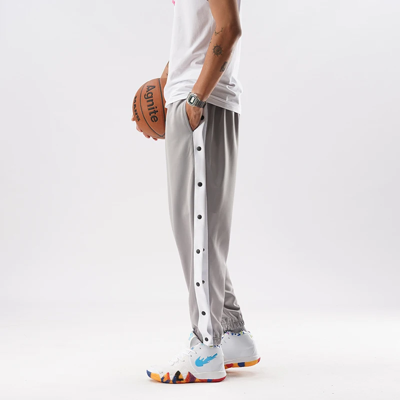Joggers Vīriešu Bikses Cut off Split Pusē, Garas Bikses Modes Pogas Plaša Kāju Jogger Gadījuma Bikses Modes Gadījuma Bikses Streetwear