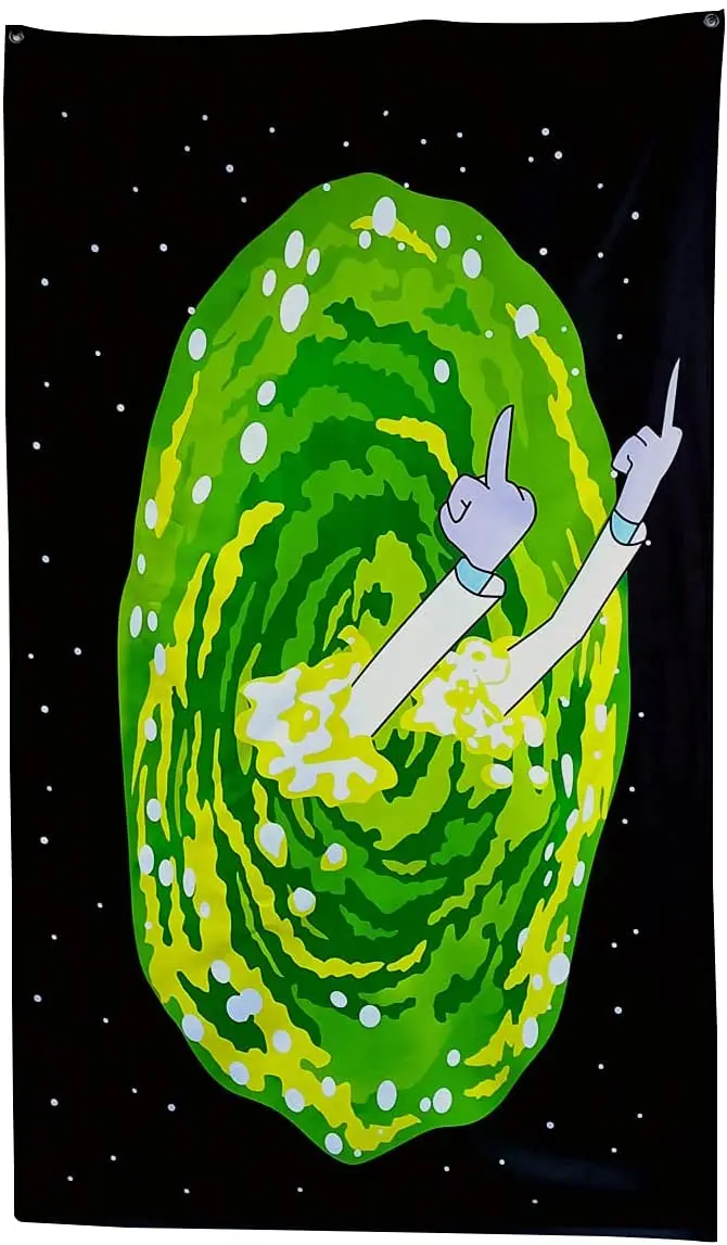 Riks-Morty Vidējo Pirkstu Anime Gobelēns Iekštelpu Sienas Banner Art Sienas Karājas Gobelēni, lai Dzīvojamā Istaba uz Mājām Kopmītnes Dekoru Banner